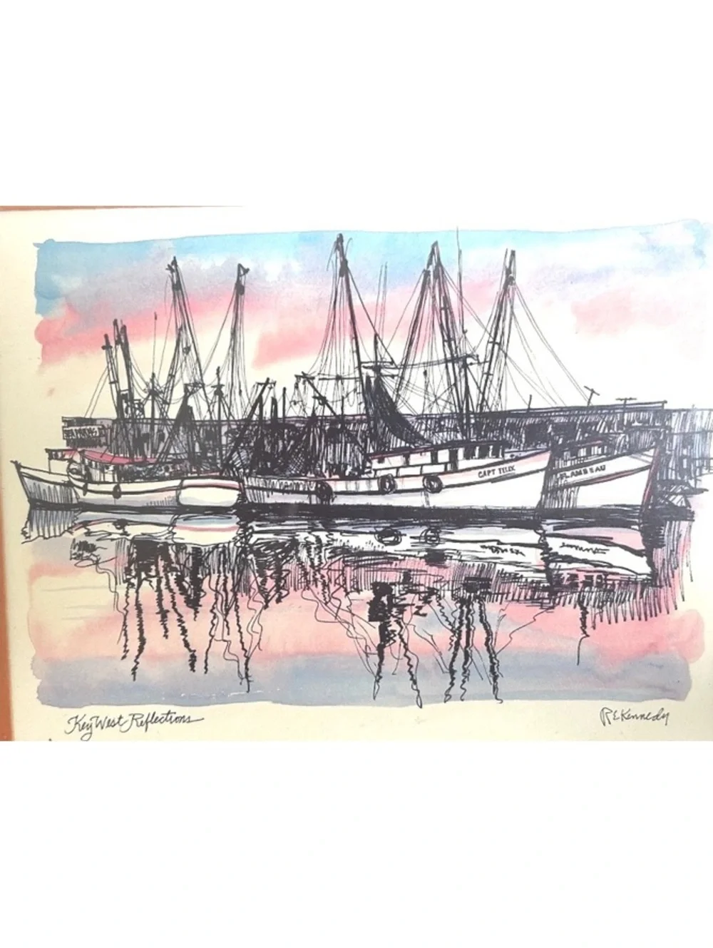Kennedy Studios Framed Art Print 'Key West Reflections' Signed by R.E. Kennedy